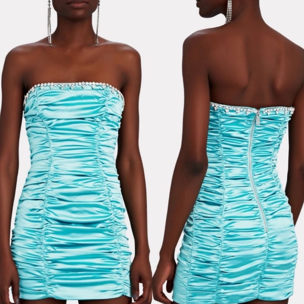 BRAND NEW Area Turquoise Strapless Mini Dress